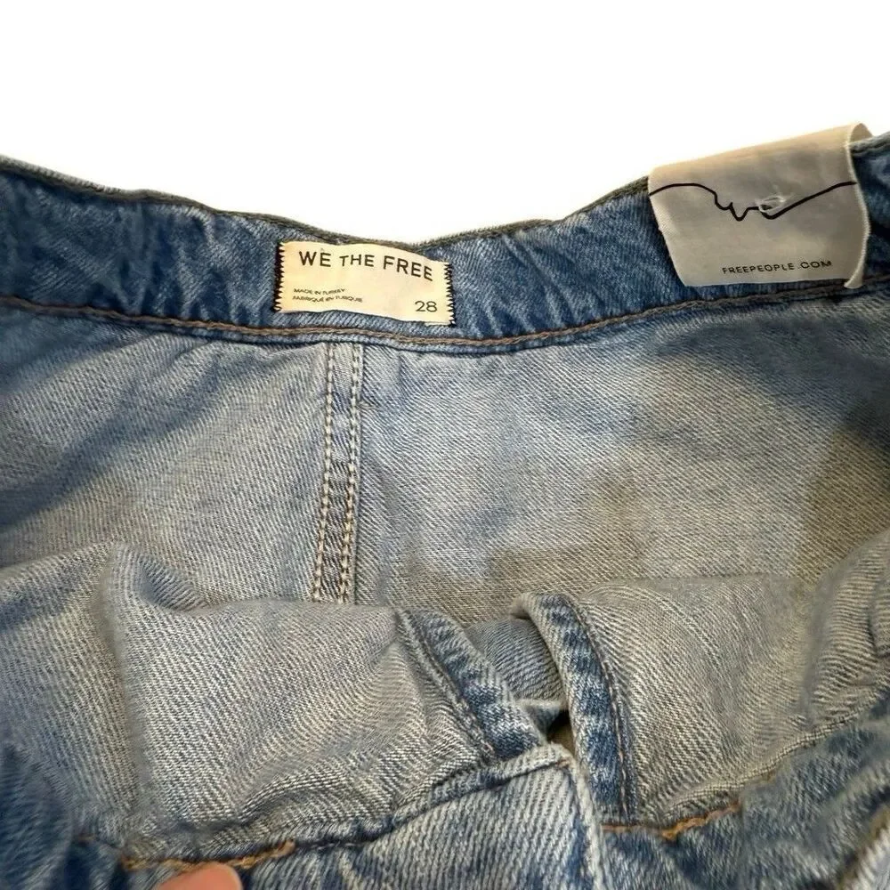 Free People We The Free Demi Denim Skort 28 Aura Blue Jean Mini Skirt Shorts